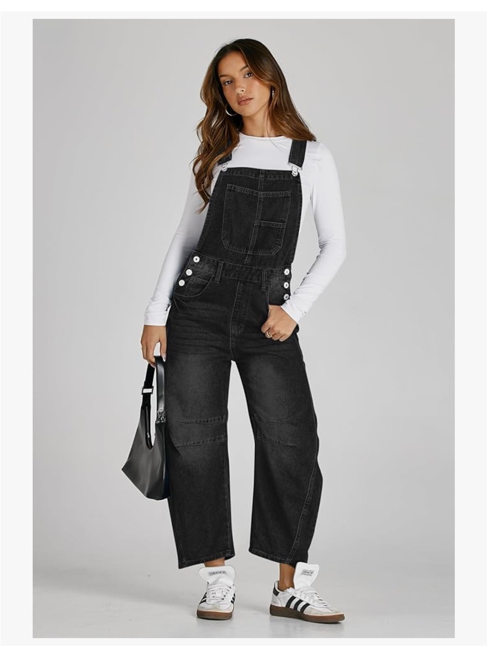 Black Washed Denim Overalls - Picture 1 of 7